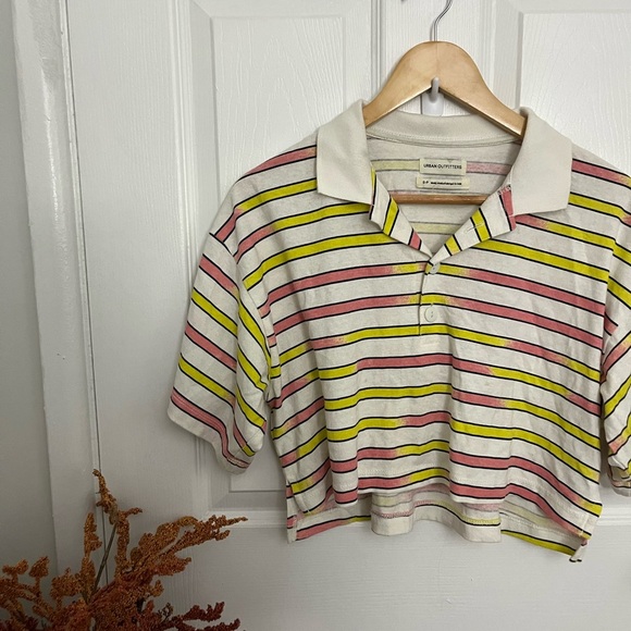 Urban Outfitters Pink and Yellow Striped Crop Top - Picture 4 of 6